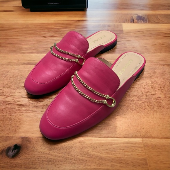 Coach Sawyer Slide Loafer Women’s Shoes Size US5 EUR 35.5 Pink With Chains Mule - Picture 3 of 7